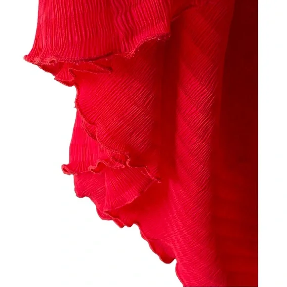 Gianni Bini Red Ruffle Snyder Fit & Flare Midi Ruffle Chiffon Dress NWOT Size S - Picture 6 of 9